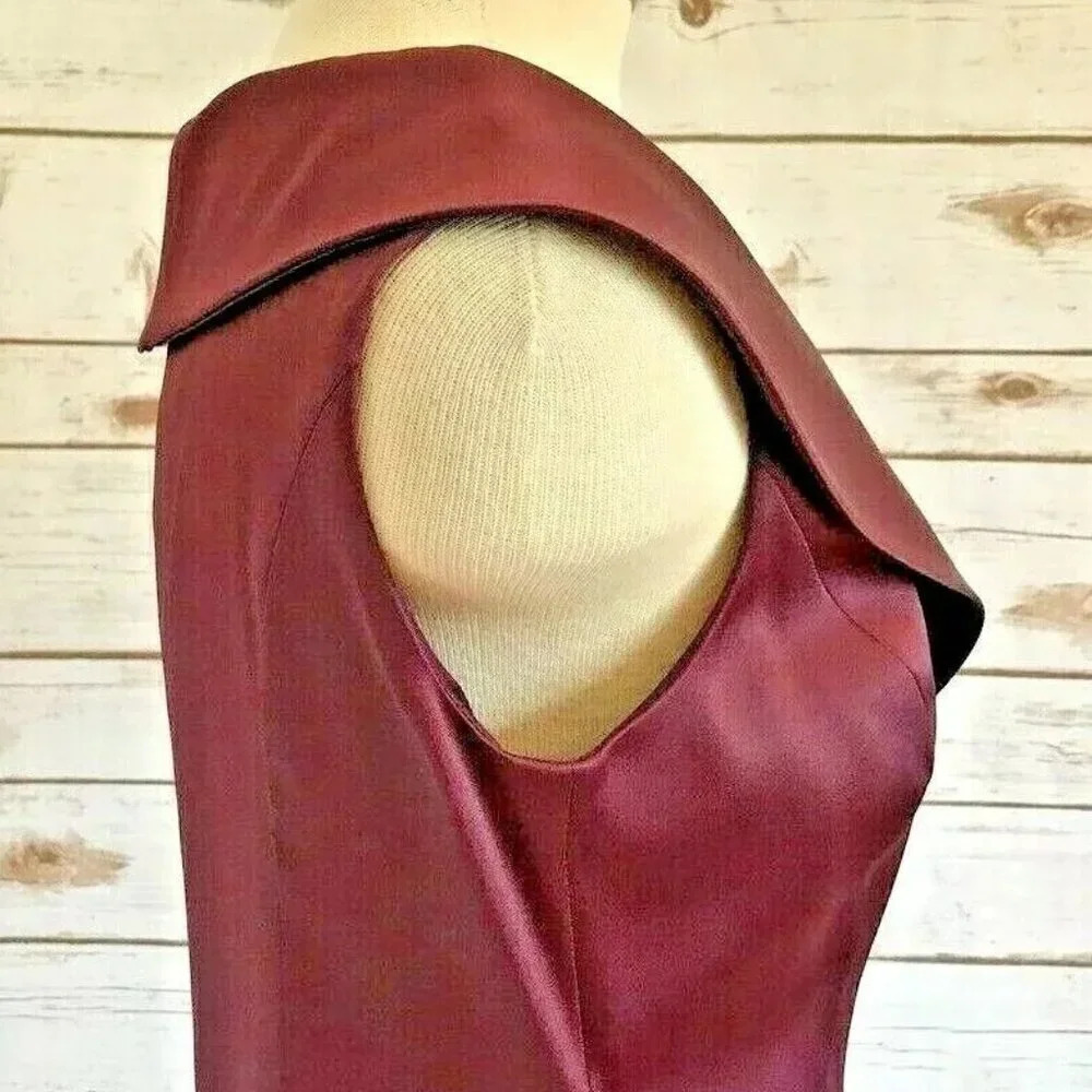 EVAN-PICONE Women Sleeveless Fully Lined Knee Length Burgundy Party Dress Size 4 - Picture 5 of 12